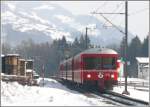 steuerwagen S1 1517 mit Steuerwagen 1714 f�hrt in Seewis-Valzeina ein. (12.02.2010)