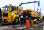 STRABAG Neues Strabag 2-wege Fahrzeug am 19.3.2010 in Magdeburg Rothensee
Seitenansicht