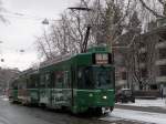 strasenbahn-basel-bvb-blt Be 4/4 mit der Betriebsnummer 495 f�hrt Richtung Bahnhof SBB auf der Linie 1. Die Aufnahme stammt vom 31.01.2010.