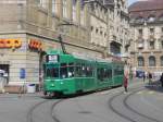 strasenbahn-basel-bvb-blt BVB Nr. 669 (Be 4/6S ''Gugummere'') am 21.4.2010 bei der Schiffl�nde. Noch pr�gen die S�nften, oder wie im Volksmund genannt die ''Gugummere'' das Netz der BVB, doch bals soll ihnen ein neuer Tramtyp, vmtl. Tango den Rang ablaufen