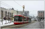 strasenbahn-linz Hauptplatz mit Niederflurwagen. Aufgenommen am 13.02.10