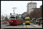 strasenbahn-wien E1+c4 und Vienna Ringtram (E1) am Schwedenplatz. Aufgenommen am 14.02.10.