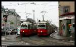 strasenbahn-wien Endstelle Dornbach mit 2 E1 und einem ULF im Hintergrund. Aufgenommen am 15.02.10