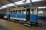 Strasenbahn Zurich Trammuseum Z�rich 27.03.2010 Ce 2/2 102 Historischer Triebwagen mit Postanh�nger.