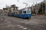Strasenbahn Zurich Be 4/6 1679 und Be 4/6 1677 haben am 1.4.10 ihr Ziel Bahnhof Tiefenbrunnen bald erreicht. 