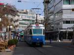 Strasenbahn Zurich Mirage Be 4/6 1674 beim Stauffacher am 10.04.10
