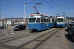 Strasenbahn Zurich Be 4/6 1674 n�hert sich am 7.4.10 dem B�rkliplatz.

