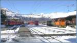 R1637 aus St.Moritz und R1937 aus Scuol-Tarasp fahren in Pontresina ...