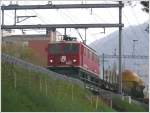 Ge 4/4 I 607 Surselva fährt mit einem Güterzug Richtung ... Ge 4/4 I 607 Surselva fährt mit einem Güterzug Richtung ...