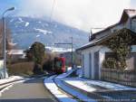 N�353 der Stubaitalbahn betritt Mutters bergw�rts. Zur Rechten das dortige ...