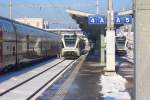Am 20.12.09 wartet RABe 526 783-6 Bodensee auf seine Weiterfahrt ...