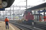 Mit einem Kurz-Schienenbef�rderungs-Zug befindet sich am 12.03.2010 der Tm 234 ...