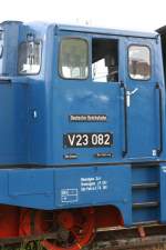 V23 082 F�hrerhaus im Bw Schwerin. 13.05.2007  ...