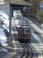 GGB Gornergratbahn GGB - Zahnradtriebwagen Bhe 4/8 3041 auf Talfahrt am 18.04.2007