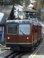 GGB Gornergratbahn GGB - Zahnradtriebwagen Bhe 4/8 3041 auf Talfahrt am 18.04.2007