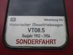 Aufschrift an der T�r des Weltmeisterzuges VT 08.5  ...