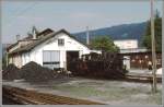 bregenzerwaldbahn Lok 4 vor dem Depot in Bregenz Vorkloster. (Archiv 08/75)