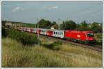br-4010 Einmal in der Woche hat man (in der Theorie) die M�glichkeit ein 4010er Tandem bei Tageslicht auf der S�dbahn zu fotografieren, und zwar Sonntag am Abend. Wie am 24.6.2007 hatte ich aber auch am 1.7.2007 kein Gl�ck den IC 653 'SUPERFUND' von Wien nach Graz als 4010er-Tandem ablichten zu k�nnen. Die Aufnahme entstand nach der Durchfahrt des Busserltunnels vor Pfaffst�tten. Triebfahrzeug der ersten Garnitur war 1116 108. Die 4010er Garnitur lief, wie auch schon in der Vorwache, kalt mit.