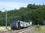 BR 202 Eine V100-Ost von ACE f�hrt am Sonntag, den 2.7.07 mit ihrem Spritzzug durchs Lahntal nach Limburg.