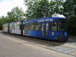 berlin GT6 1099 der Berliner Verkehrsbetriebe auf der Linie 18 mit Hertha BSC Vollwerbung