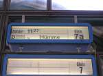 Zugzielanzeiger Zugzielfalschanzeiger in Kassel Hbf. Der Anzeiger zeigt statt einer RegioTram nach Warburg einen zus�tzlichen D-Zug nach H�mme an. Kassel Hbf - 23.06.2007