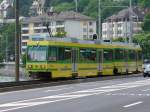 TN Transport Publics du Littoral Neuchatelois TN - Triebwagen Be 4/4 501 + Steuerwagen Bt 554 bei der ausfahrt vom der Endhaltestelle der TN in Neuch�tel am 10.06.2007