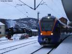 Cantus 427 055 im verschneiten Eisenach - im Hintergrund die ...
