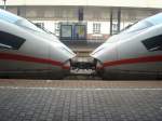 Die Kupplung 2er ICE3 Z�ge in Basel Badischer Bahnhof. Aufgenommen ...