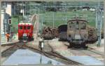 ABe 4/4 48 und Ge 2/2 162 rangieren in Poschiavo. ...