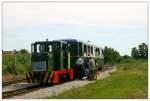 Balatonfenyves Zug der Schmalspurbahn von Balatonvenyves nach Somogyszentpal an der Endstation Somogyszentpal, aufgenommen im August 2005