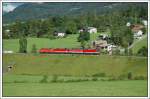 br-1044 Ein talw�rts fahrender Vierfachlokzug von 1x44ern, der am 25.7.2007 von einer blutorangen 1044 geschleppt wurde, aufgenommen beim 'Brazer Bogen' kurz vor Braz an der Arlberg Westrampe.