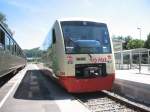 HzL Hohenzollersche Landesbahn AG VT 239 kurz vor der Abfahrt nach Rottweil in Zollhaus-Blumberg am 1.8.07