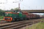 RBH Logistics GmbH RBH 003 Henschel-Lok vom Typ E1200, gebaut 1976 der RBH Logistics GmbH (fr�her Ruhrkohle AG - RAG Bahn und Hafen GmbH) mit Kohlenzug unterwegs in Datteln in Westfalen am 02.08.2007.