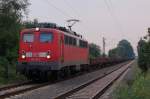 BR 139 Elok 139 250-5 (BR 139 ist eine Variante der BR 140 mit elektrischer Widerstandsbremse) am 02.08.2007 in Castrop-Rauxel am Bahn�bergang Beckumer Stra�e. Die Lok ist mit einem reinen Flachwagenzug unterwegs.  