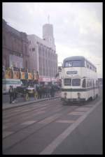 Wagen 710 der Strassenbahn Blackpool 1987. Hinweis: eingescanntes Dia  ...