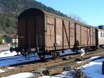 VVT (Vapeur Val-de-Travers) VVT - G�terwagen Gbs 386  Abgestellt im VVT Bahnhofsareal von St-Sulpice am 02.02.2007