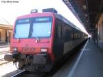 RBDe 560 NPZ RBDe 560 106-7 ''Egnach'' steht am 3.8.07 in Chiasso f�r die R�ckfahrt als S1 nach Biasca. Obwohl der Zug bereits mit ''Biasca'' angeschrieben, und der Triebwagen vorausfahren wird, ist am Fahrzeug immer noch die Schlussbeleuchtung eingeschalten