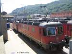 Re 420 (Re 4 Re 6/6 11650 ''Sch�nenwerd'' und eine mir unbekannte Re 4/4'' haben soeben ihr Abstellgleis beim Depot Chiasso erreicht.