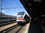 RABe 524 (Flirt) Soeben hat am 3.8.07 der RABe 524 004-9 Chiasso erreicht, er wird danach wieder als S1 nach Biasca zur�ckkehren.