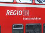 Eine Detailaufnahme des Neuen Regio Logos mit der Erg�nzung Schwarzwaldbahn , ...