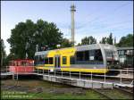 Der Schuhkerton 672 910 dreht beim Bw-Fest in Lutherstadt Wittenberg ...