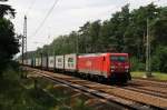 189 047 mit einem Containerzug vor Fangschleuse (21.07.2007)  ...