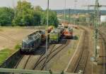 Wochenendruhe f�r sechs Gro�dieselloks und einen Kran an der ehemaligen ...