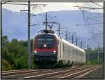 1x16-werbeloks Railjet Taurus 1116 200 f�hrt mit Zug IC 530 �sterreichische Computer Gesellschaft von Sillian nach Wien.
Spielberg 21.08.2007