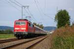 111 058-4 kommt am 23.08.07 mit einem RegionalExpress von Aalen ...
