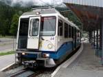 Zugspitzbahn Triebwagen 14 nach Garmisch-Partenkirchen wartet in Eibsee auf den Gegenzug. 17.08.07