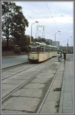 TRamlinie 8 Ausgangs der Langen Strasse beim ehemaligen Hotel Warnow. ...