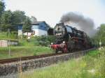 br-52--kriegslok-52-drg-dr-db--nicht-052-db- Die L�bauer 52 8080 mit dem Schwarzenberger Traditionszug auf der Zw�nitztalbahn in Burkhardtsdorf, 26.08.07