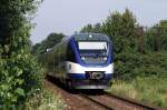 VT 732 der NEB mit NEB 5367 in Herrensee (26.07.2007) ...