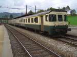 SOB Sudost-Bahn Der Triebwagen BDe 4/4 576 055-8 wartet auf ausfahrt in Richtung Einsiedeln im Bahnhof Biberbrugg am 09.09.2007   
